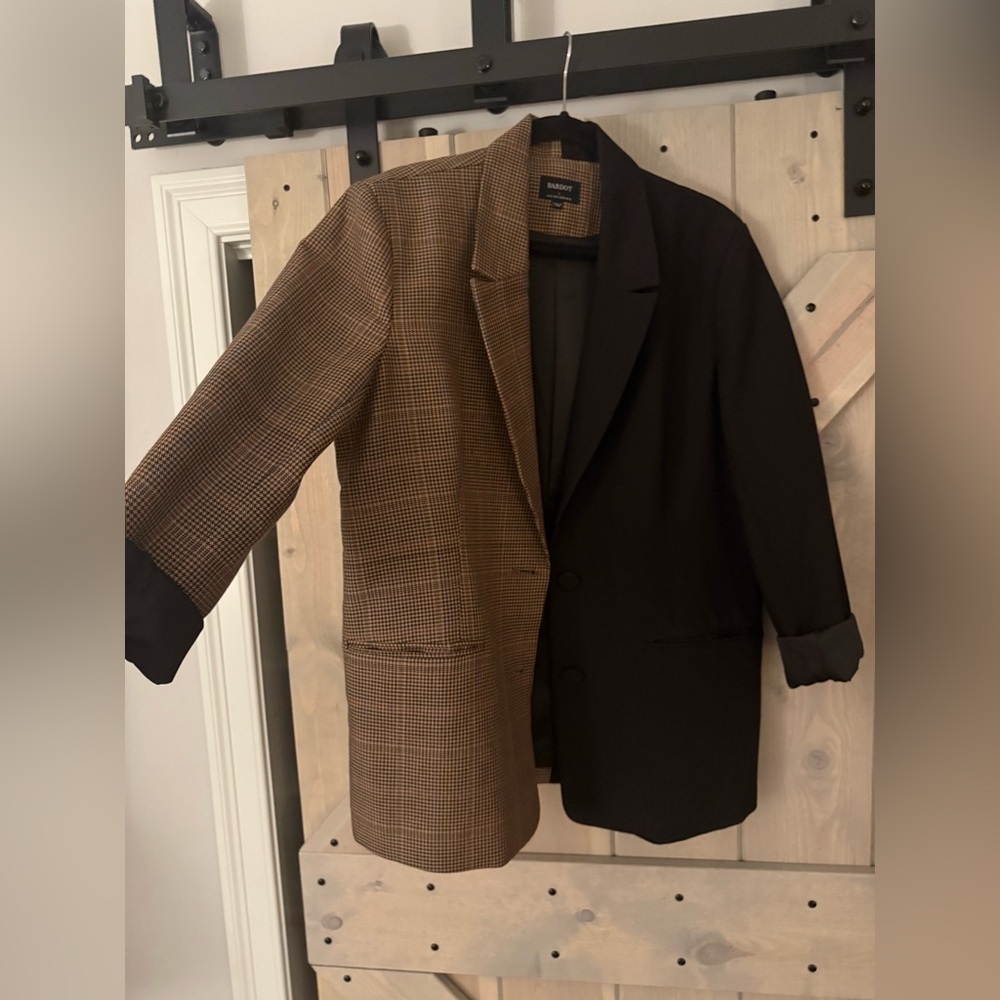 LIKE NEW Bardot Black Houndstooth Spliced Blazer Size L/8 - Picture 3 of 8